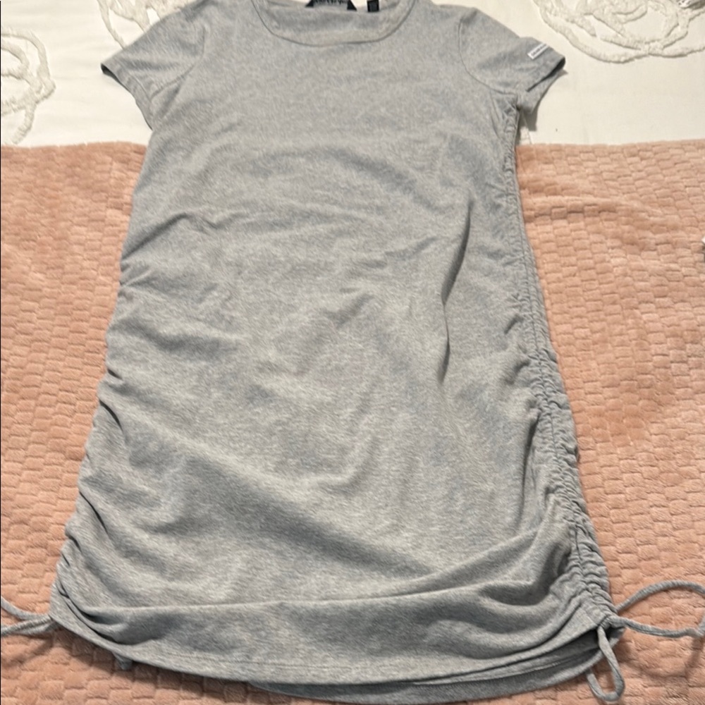 Calvin Klein Gray Ruched T-Shirt Dress
